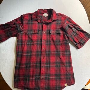Carhartt Red and Green Plaid Casual Button Down Shirt